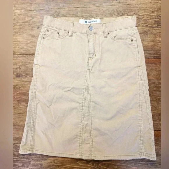Gap Vintage Like New Women's Jeans Curdoroy Western Style Short Tan Skirt - Picture 1 of 9
